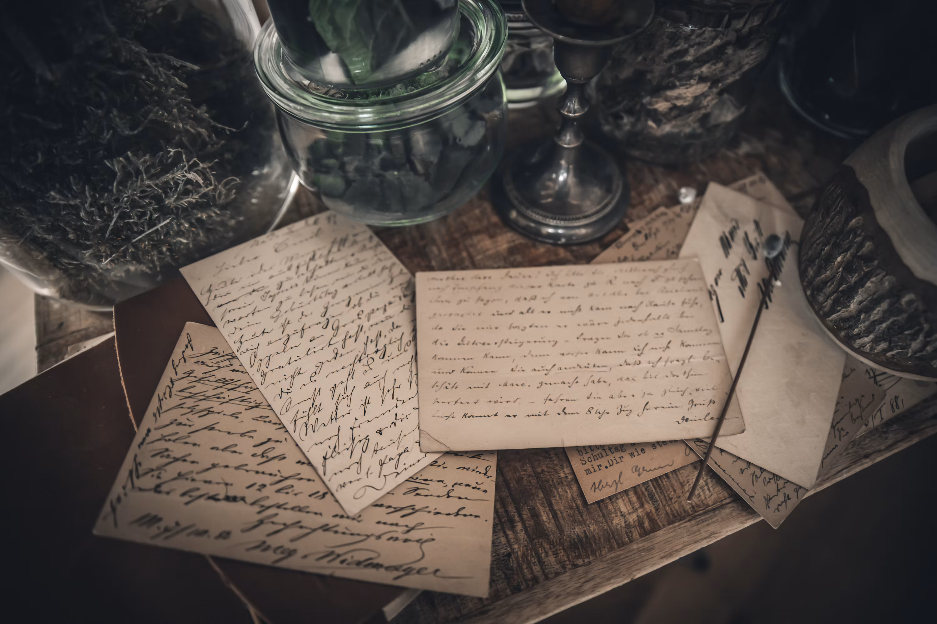 An unbranded letter and a pen on a kitchen table