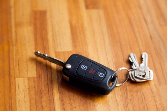 A car key on a table