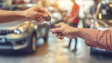 A car being handed over (keys between two hands, no faces)